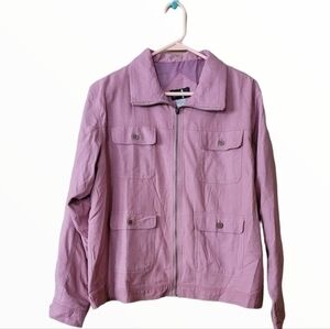 Silk NCounter purple zip up sweater with built-in shoulder pads